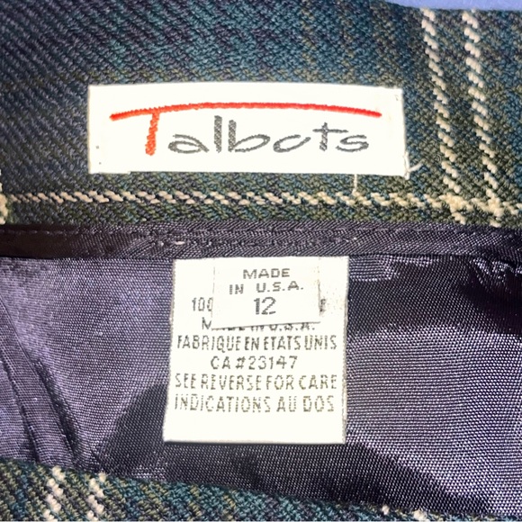Talbots Vintage Fringe Wrap Plaid Tartan Wool Maxi Skirt Women Sz 12 Blue Green - Picture 9 of 12